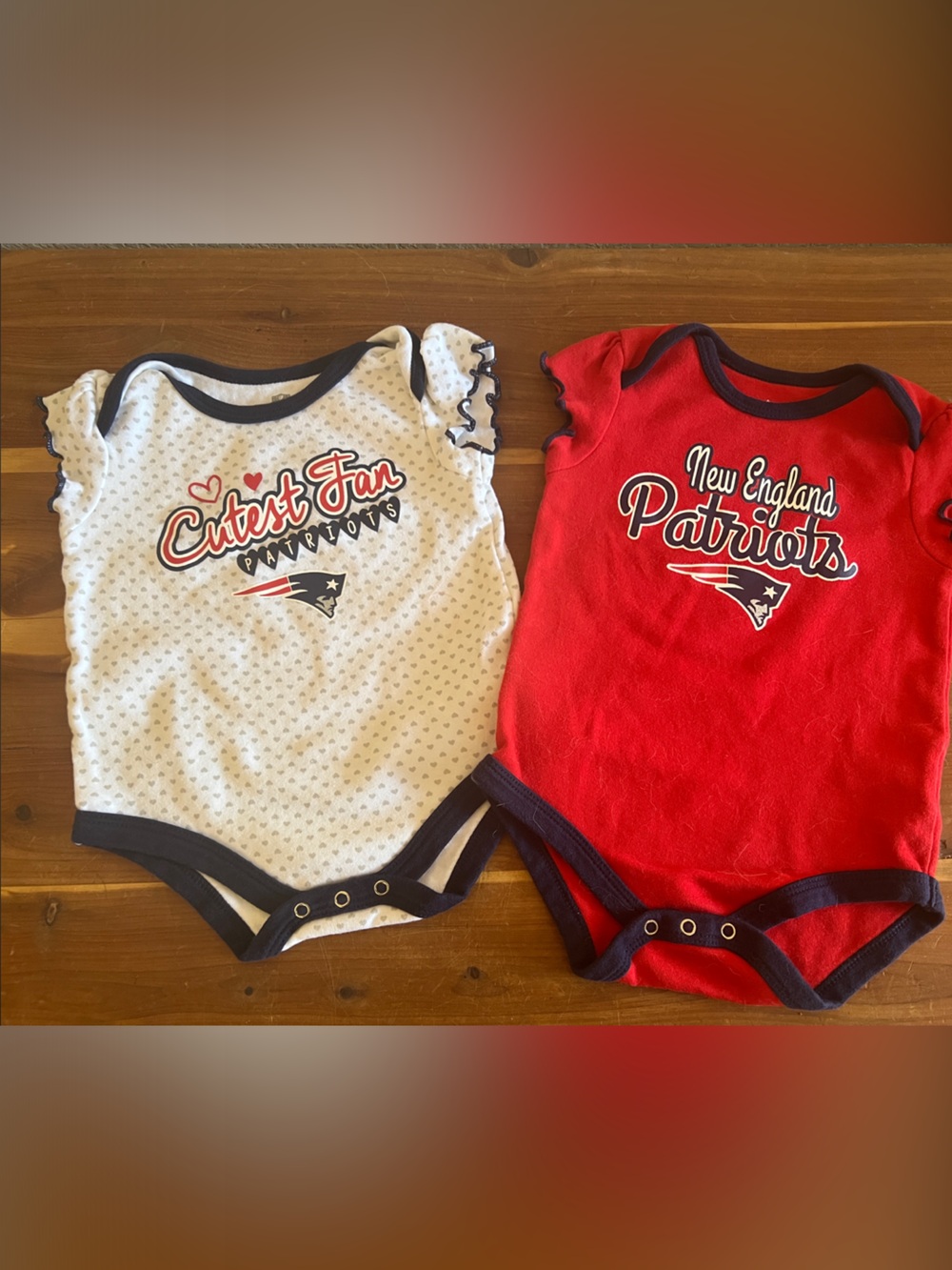 NFL New England Patriots Red & White Baby Girls Bodysuit Set